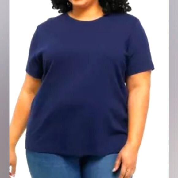 Kim Rogers Tops - Kim Rogers Navy Blue Plus Size Cotton T-Shirt Top 1X